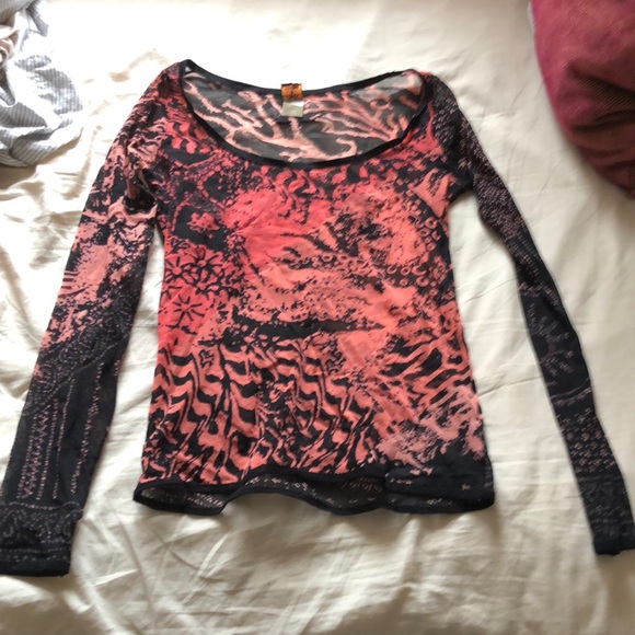 Jean Paul Gaultier Tops - Women's Black and Pink Long Sleeve Top